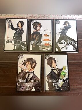 Black Butler Manga Volumes 1-5 Set - Sebastian Cover Art - White & Black English